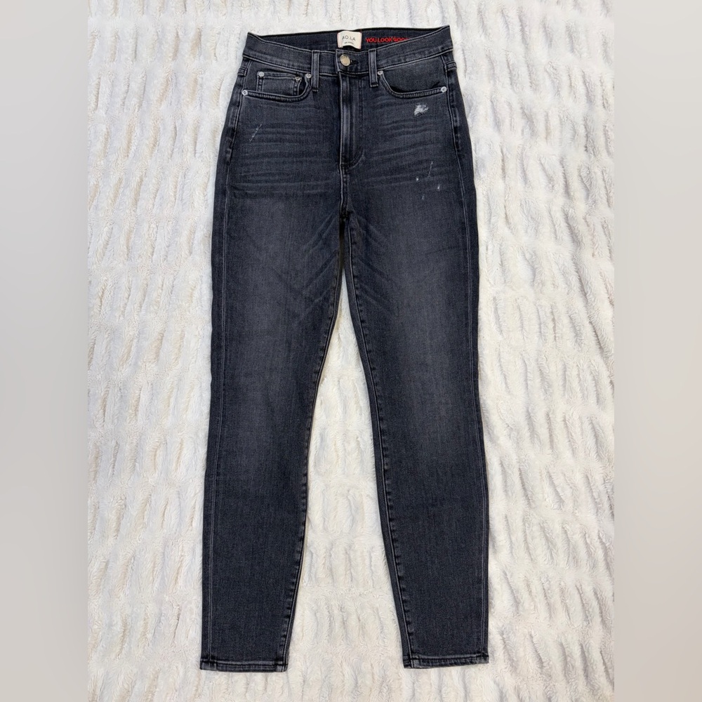 Alice & Olivia AO.LA High Rise Ankle Skinny Women's Black Denim Jeans Size‎ 27